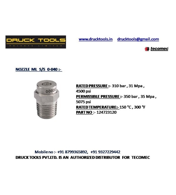 ML S/S  0-040 NOZZLE  350 BAR 