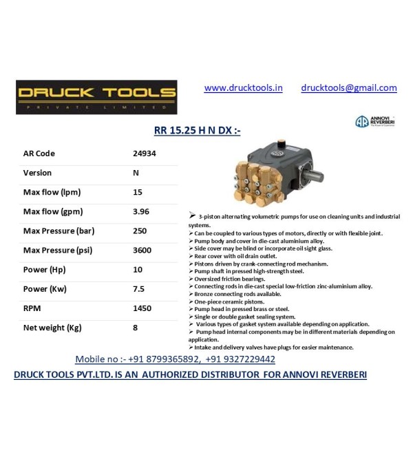 RR 15.25 H N DX  15 LPM 250 BAR 