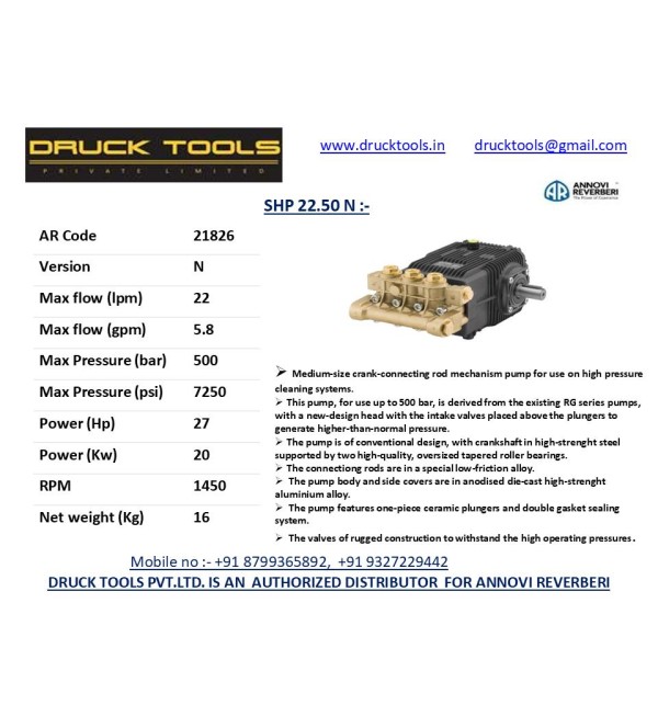 SHP 22.50 N  22 LPM 500 BAR