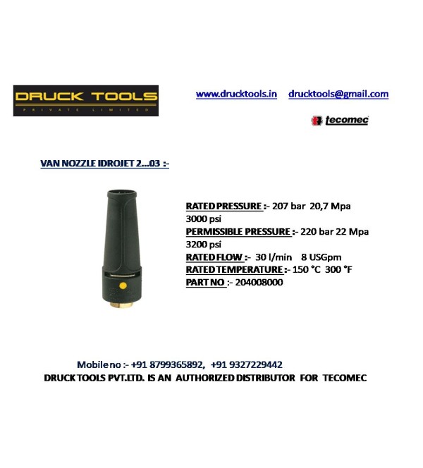 VAN NOZZLE IDROJET 2...03  220 BAR 