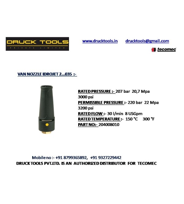 VAN NOZZLE IDROJET 2...035  220 BAR 