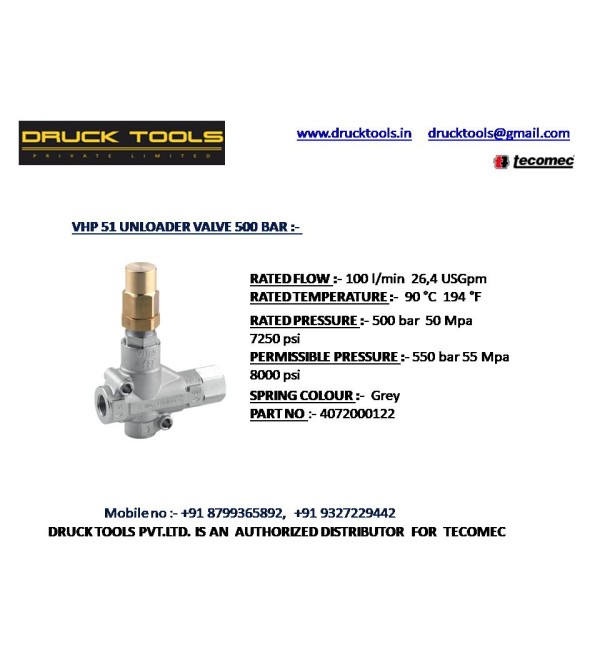 VHP 51 UNLOADER VALVE 500 BAR