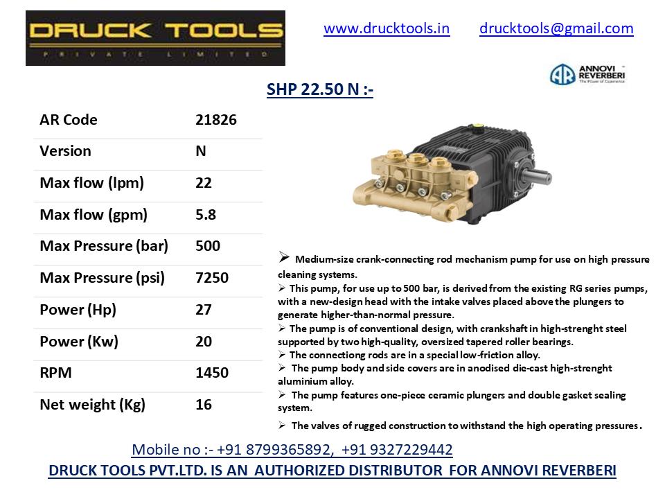 SHP 22.50 N  22 LPM 500 BAR